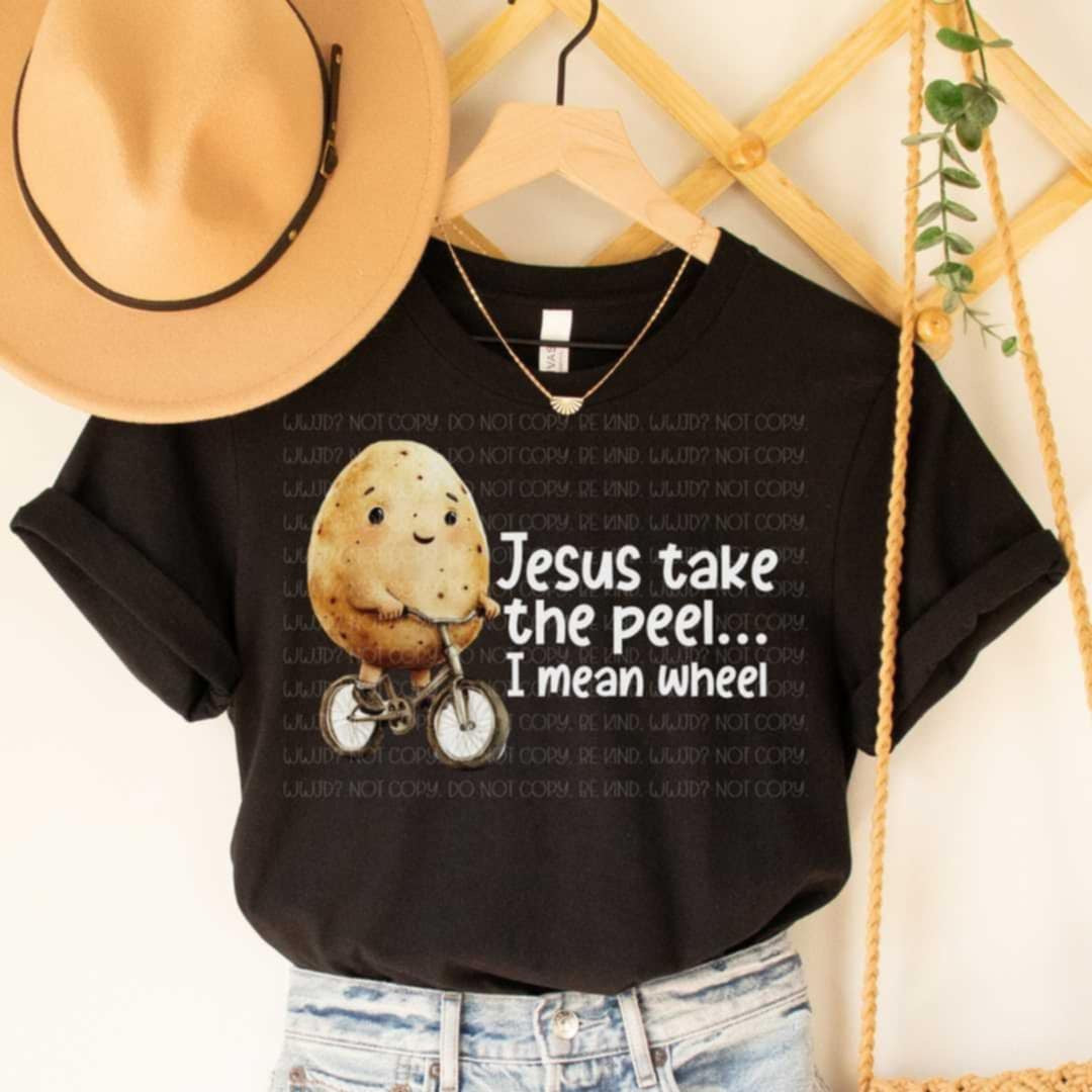 Jesus take the peel… I mean wheel (Vehement) 99136 DTF transfer