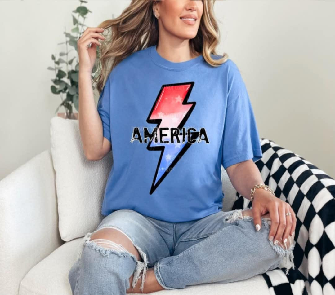 America lightning bolt bold font (40E) 96925 DTF transfer