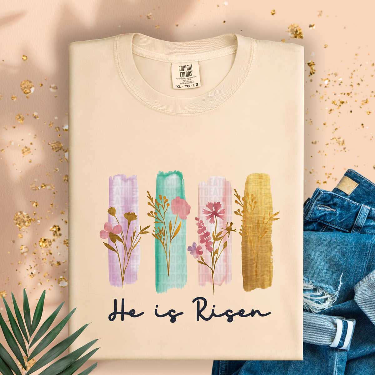 He is risen brushstrokes black font 95071 DTF transfer