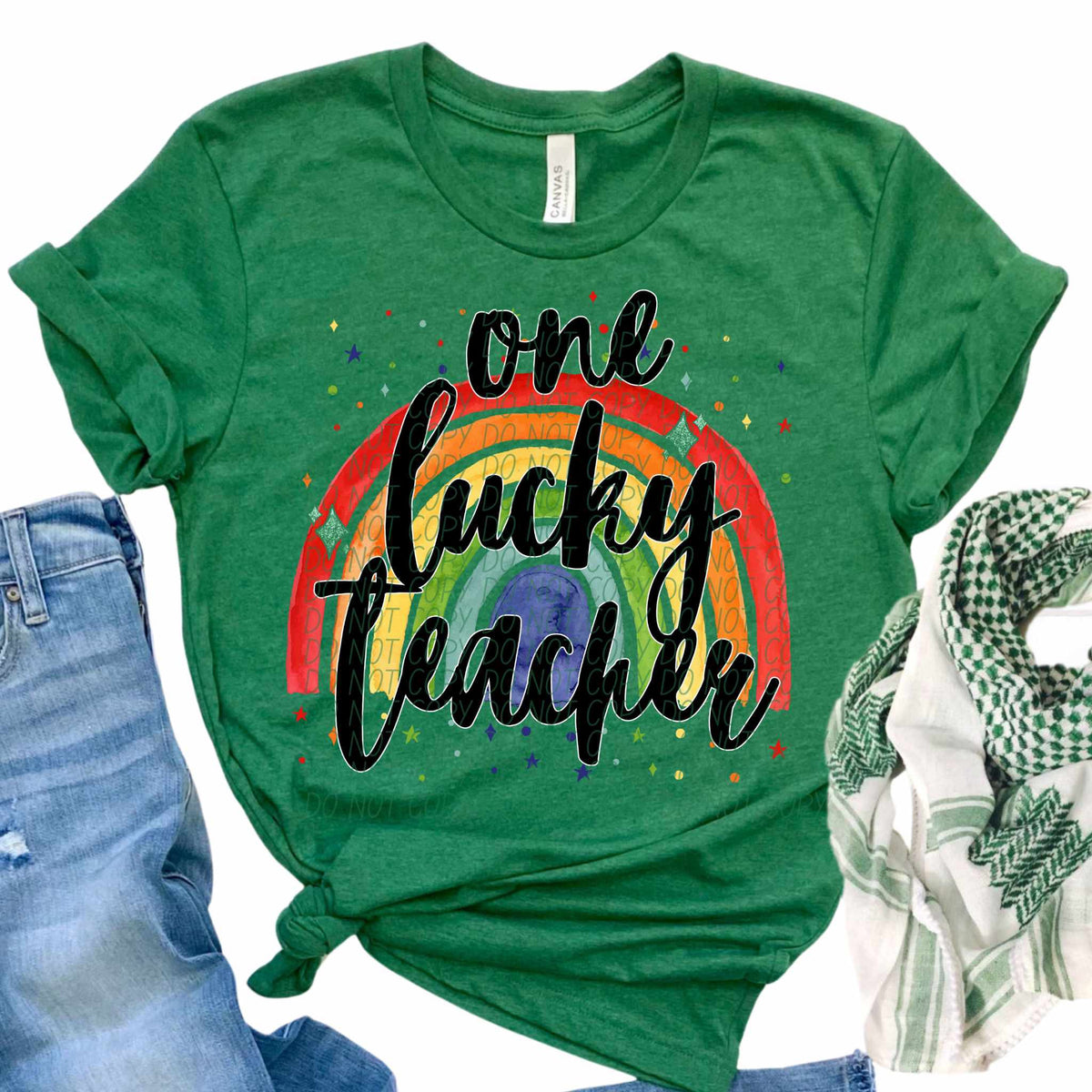 One lucky teacher rainbow (CITY) 85112 DTF transfer