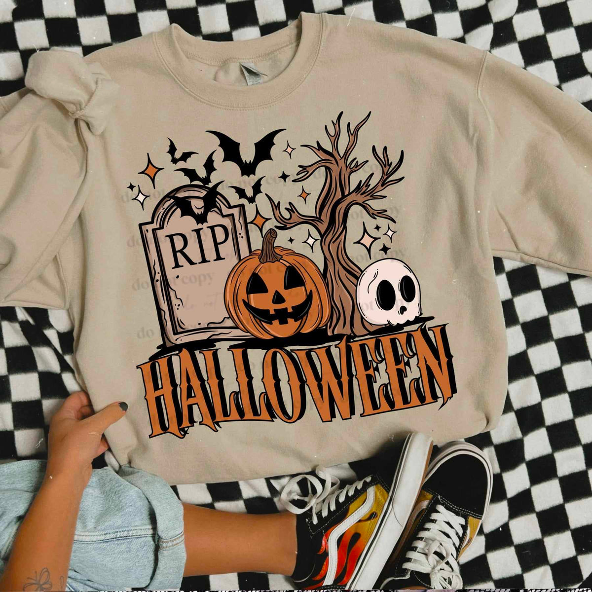 Halloween headstone pumpkin tree (CSC) 58559 DTF transfer