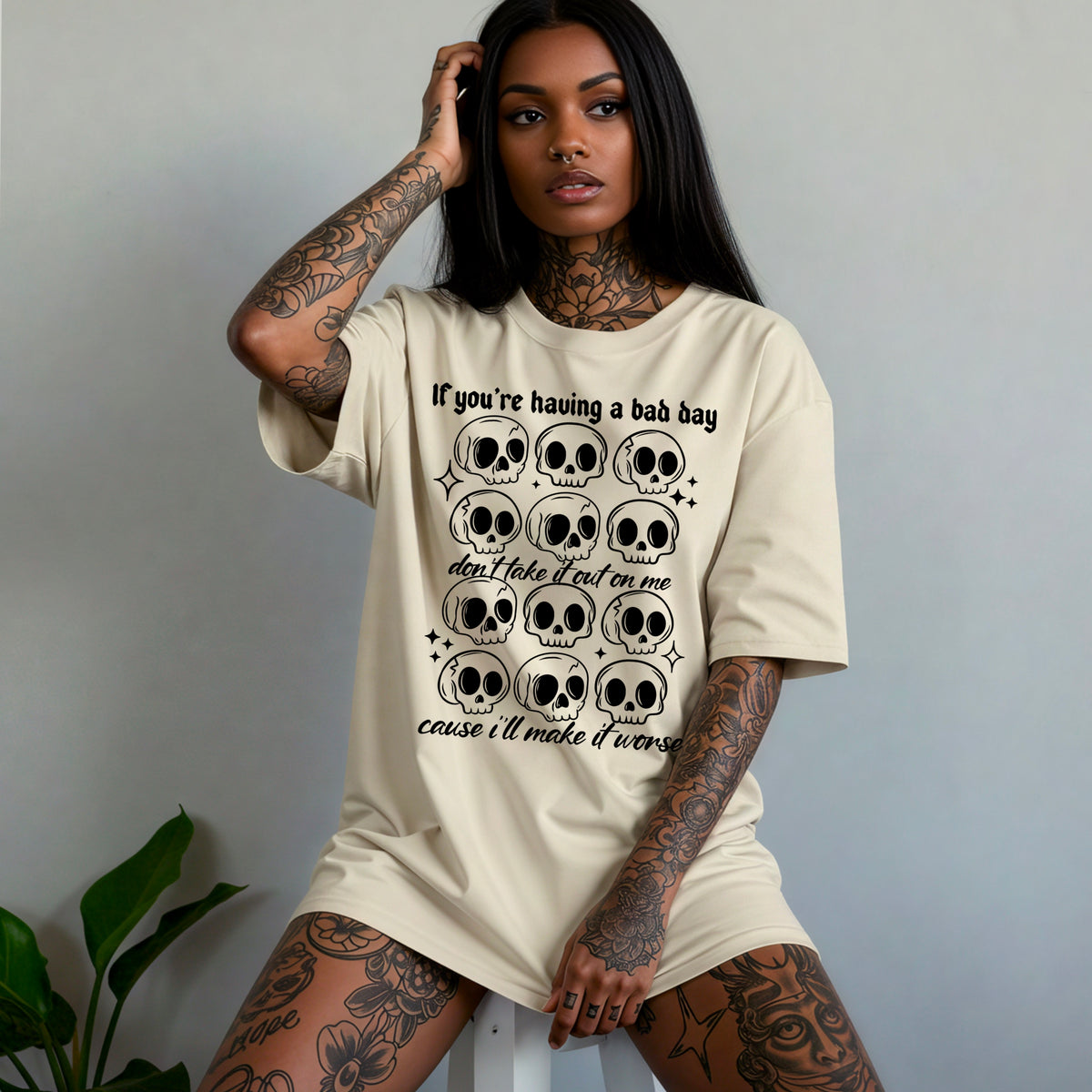 Bad Day skellie grid BLACK (CSC) DTF transfer