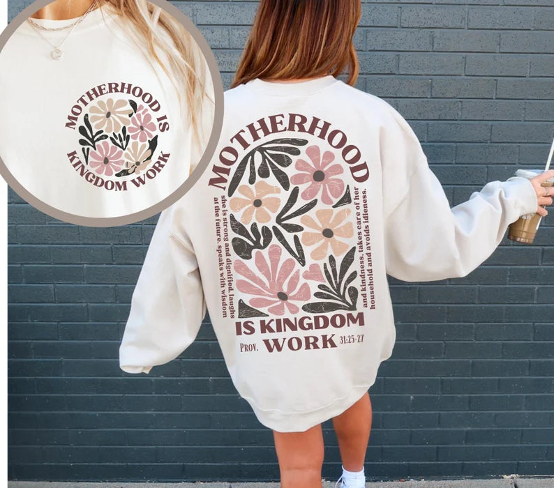 Motherhood is kingdom work red font BACK ONLY 67634 DTF transfer