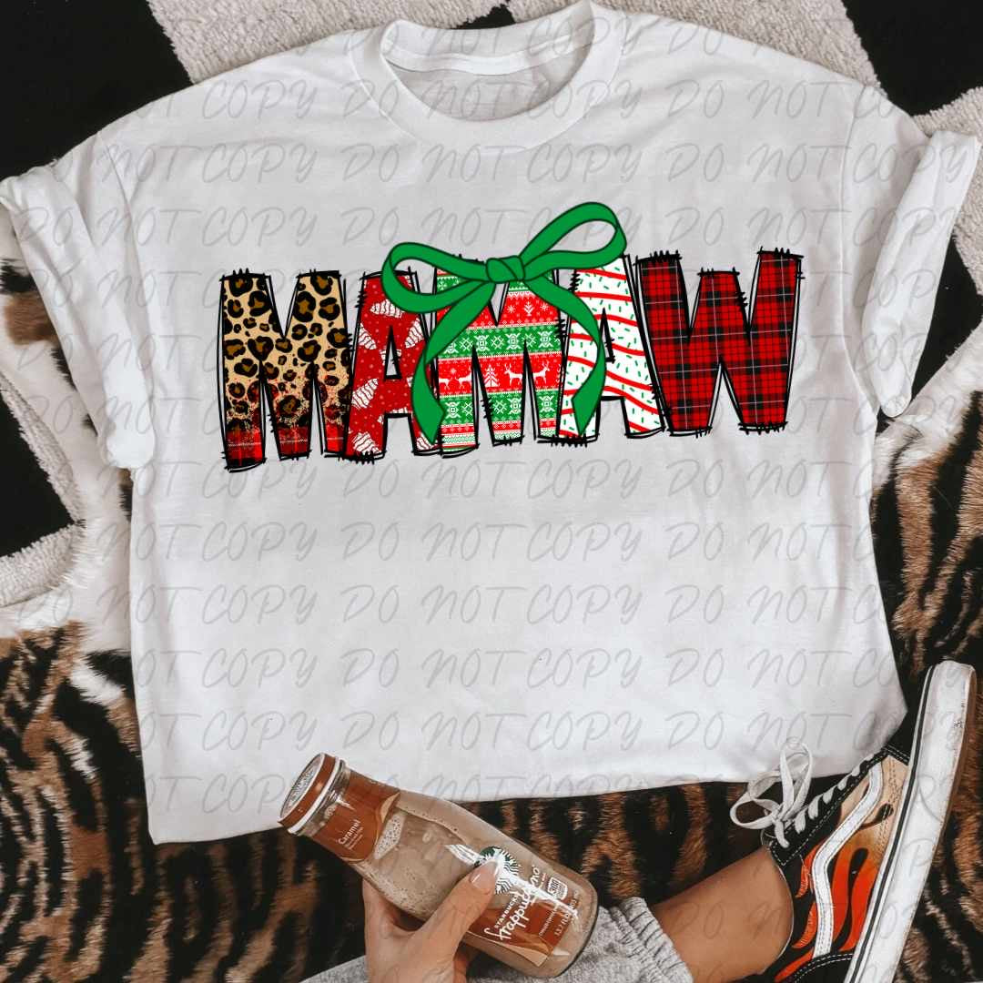 Mamaw green bow (VINTAGE) 64200 DTF transfer