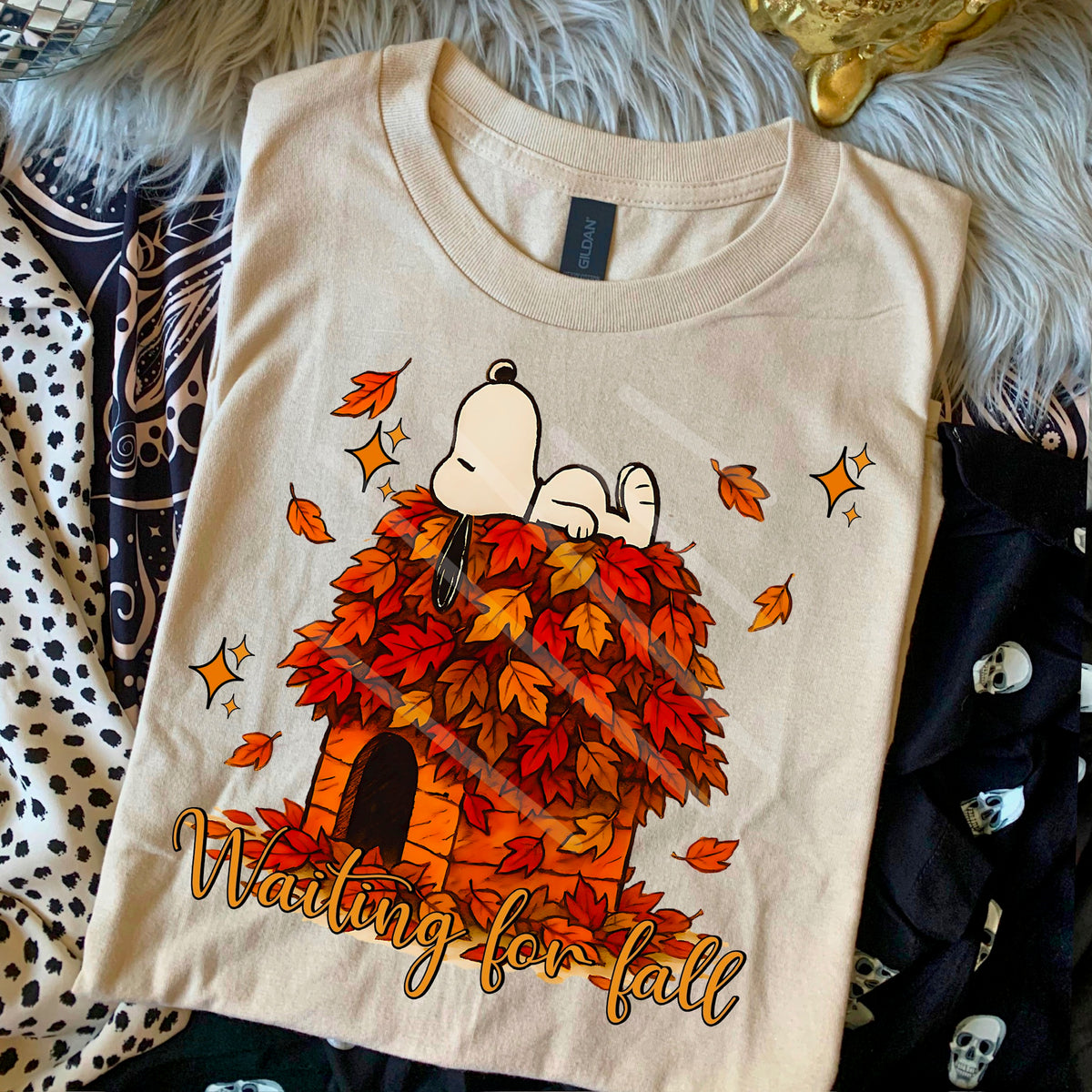 Waiting For Fall Doghouse and leaves 110789 DTF transfer