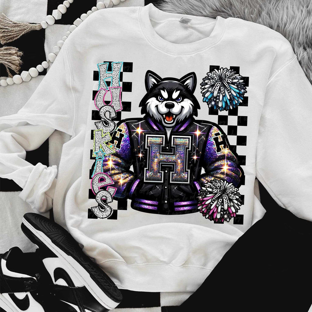 Huskies Dalmatian filled with mascot pom poms (VIRGO) 58045 DTF transfer