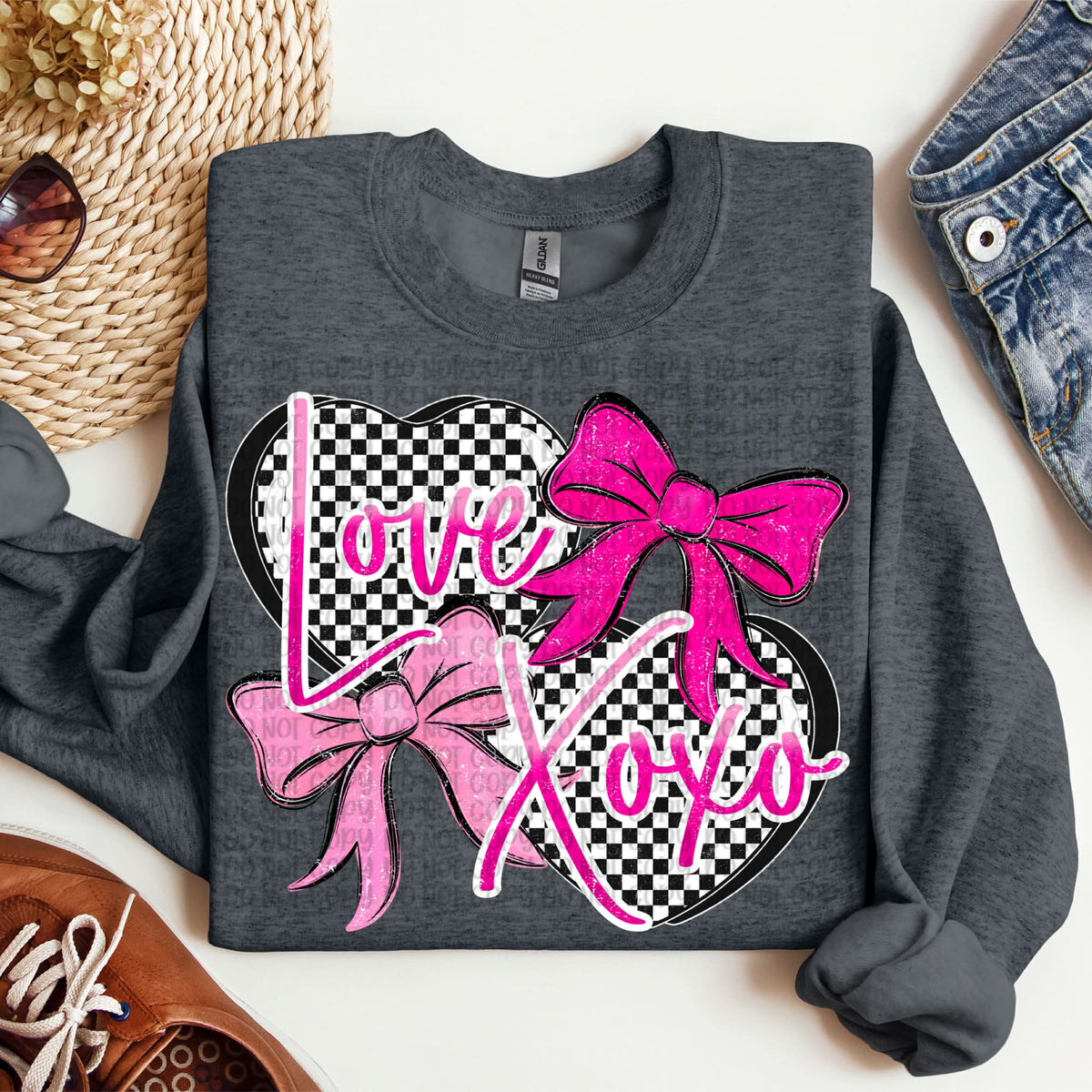 Love XOXO checker hearts (VP) DTF transfer