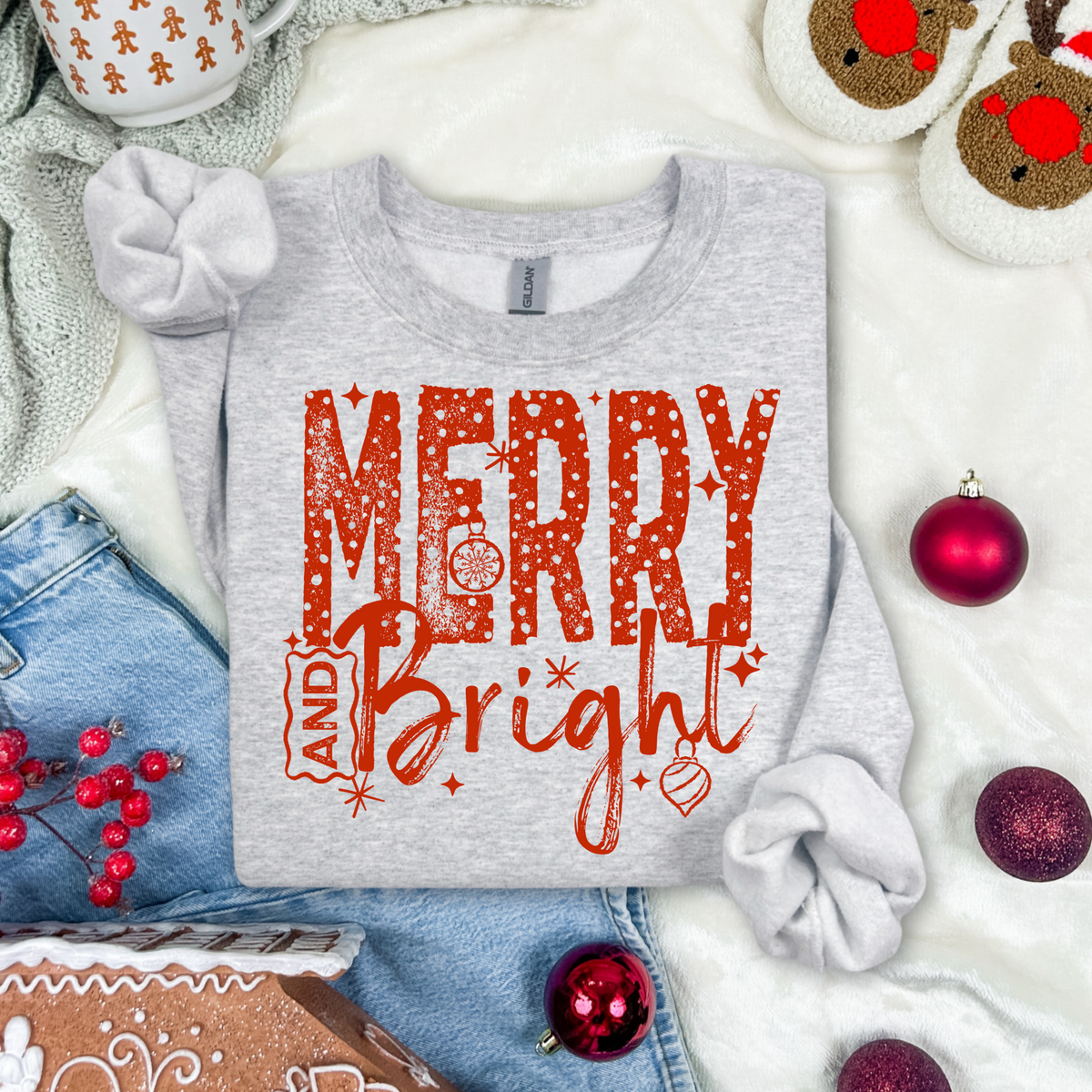 Merry and bright (red) (CSC) DTF Transfer