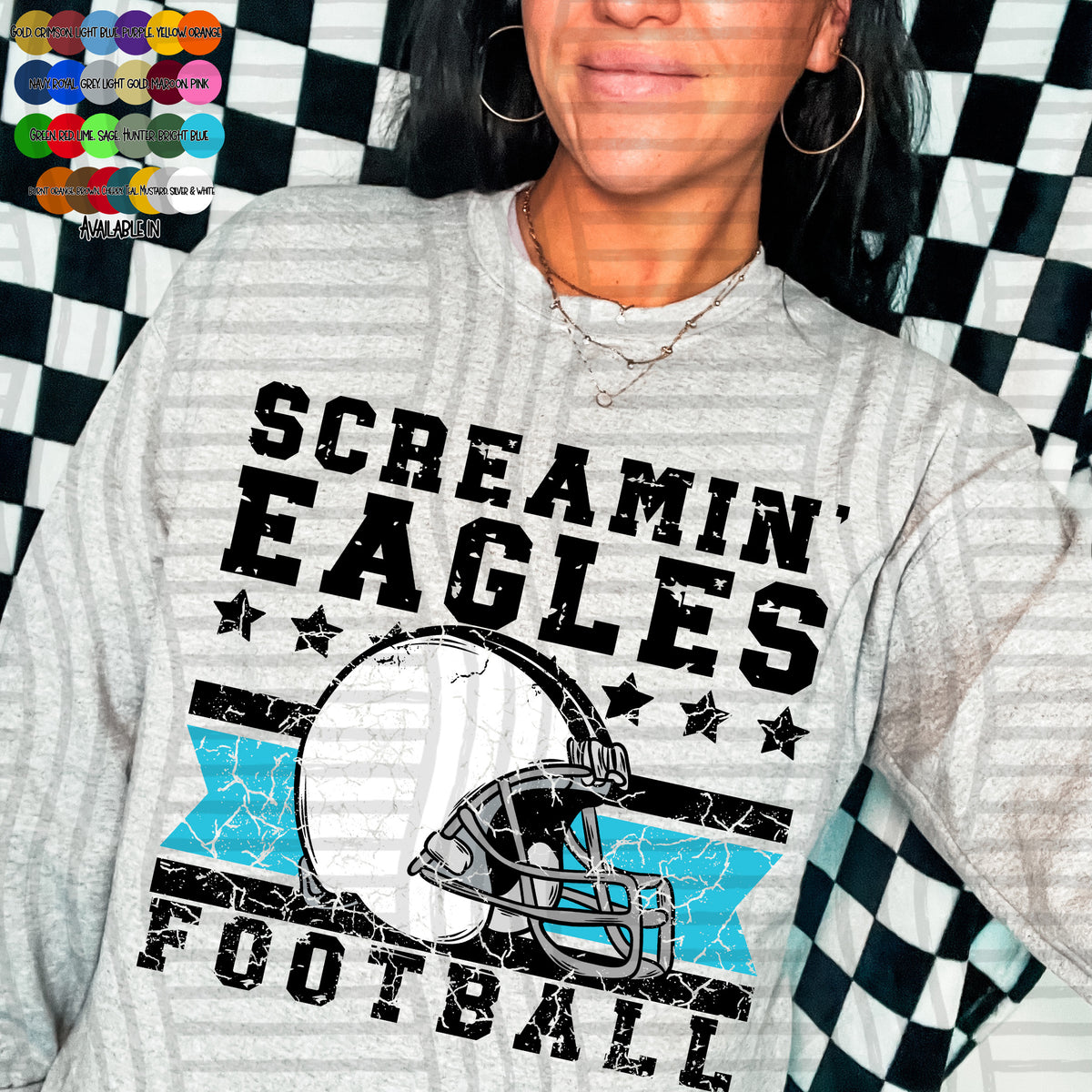 screamin eagles football helmet distressed colors (caplinger) DTF transfer