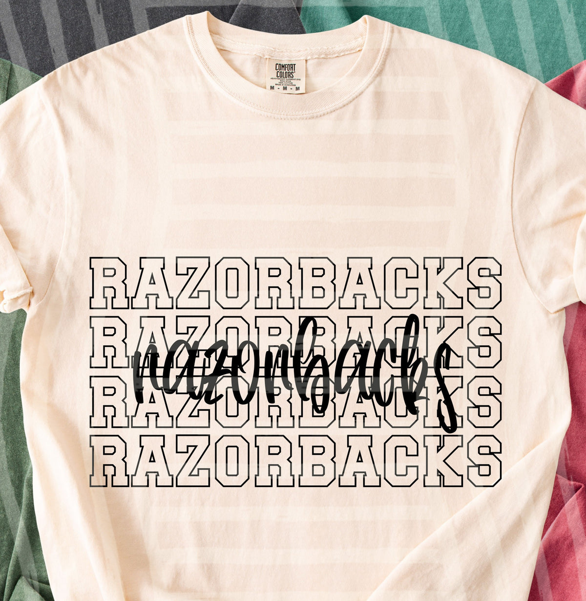 razorbacks simple stacked outlines (Caplinger) DTF Transfer