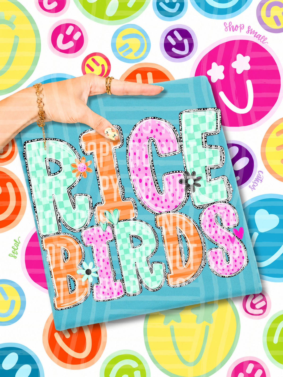 rice birds 22 happy blooms (caplinger) DTF transfer