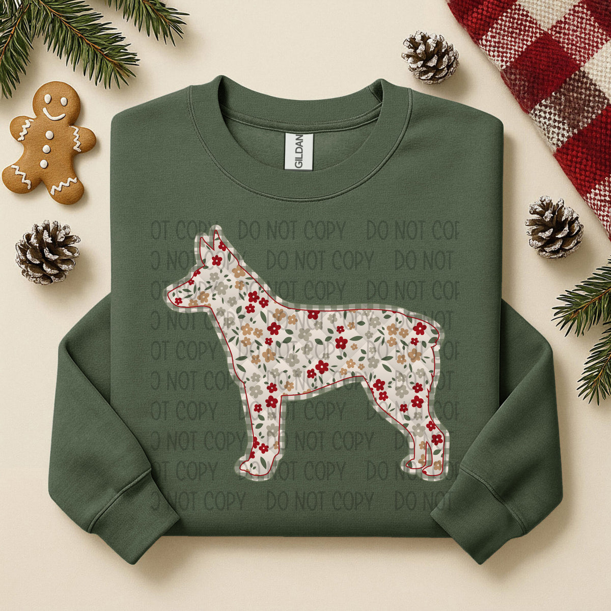 Cattle Dog Docked Tail Floral (SWD) DTF TRANSFER