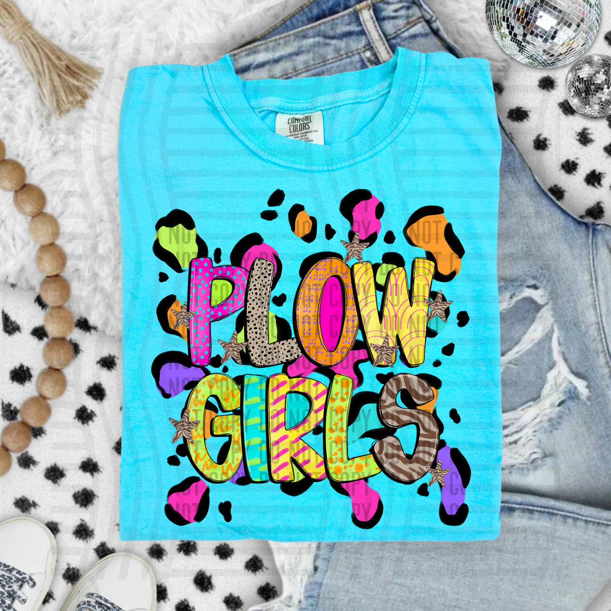 Plowgirls Funky Mix Up Leopard Mascot (Caplinger) DTF transfer