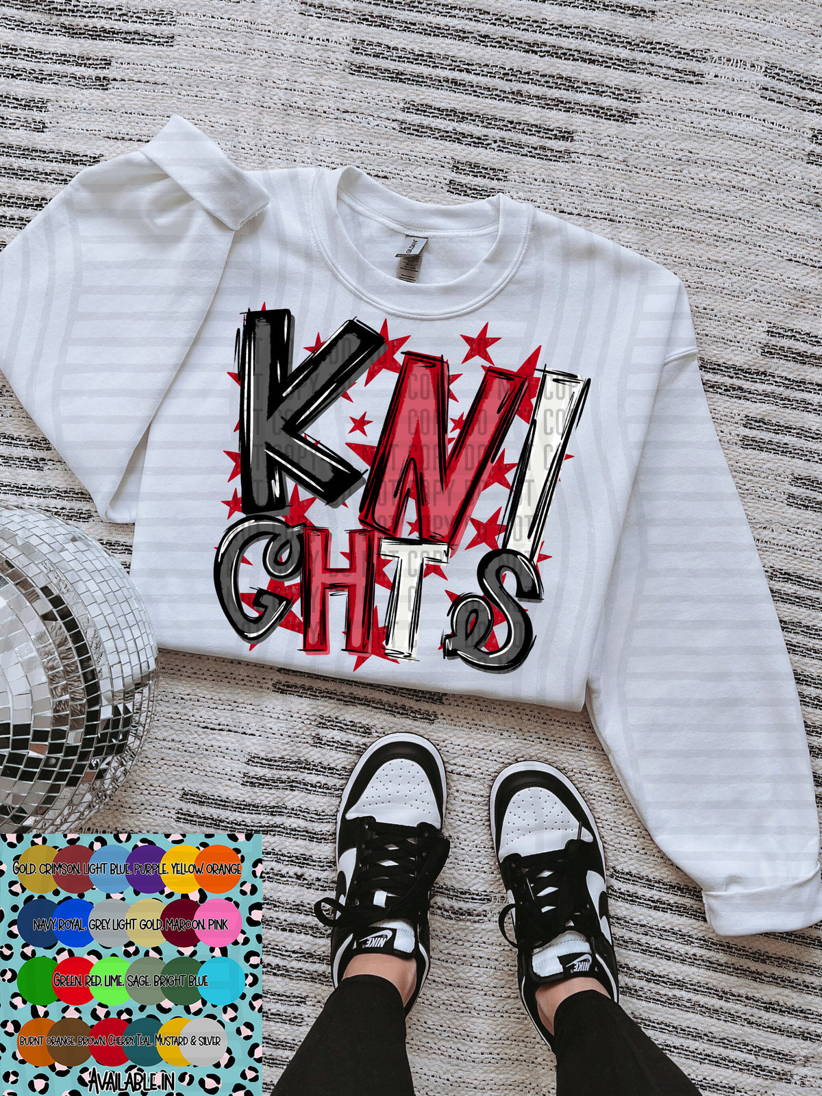 knights black white and red with red stars (Caplinger) DTF Transfer