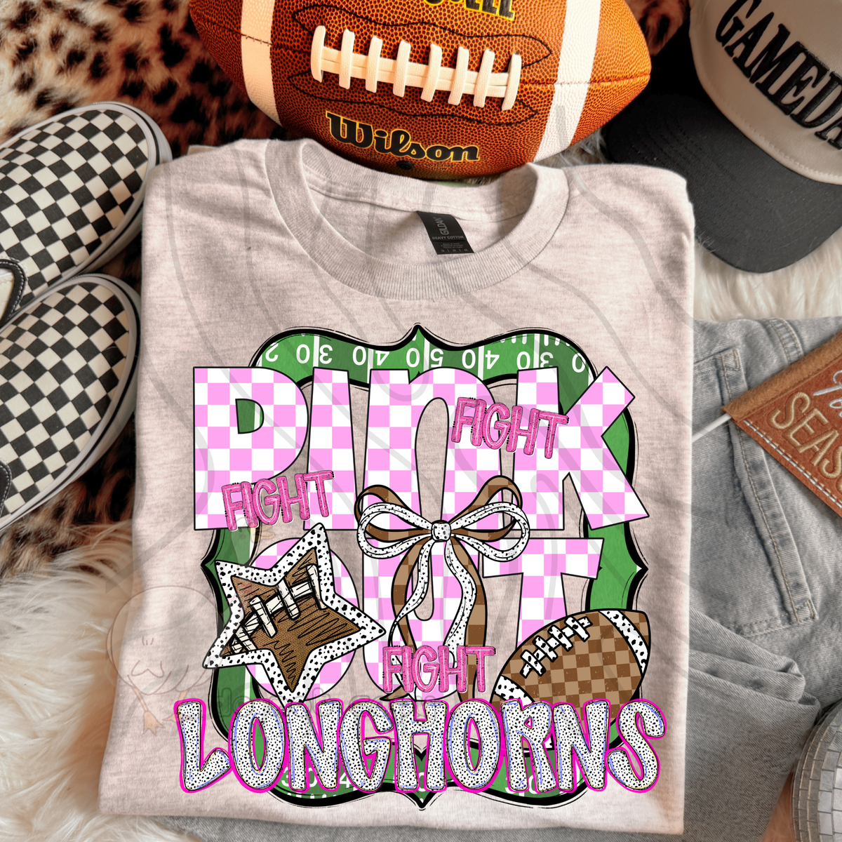 Longhorns fight fight fight pink out (DKD) DTF transfer