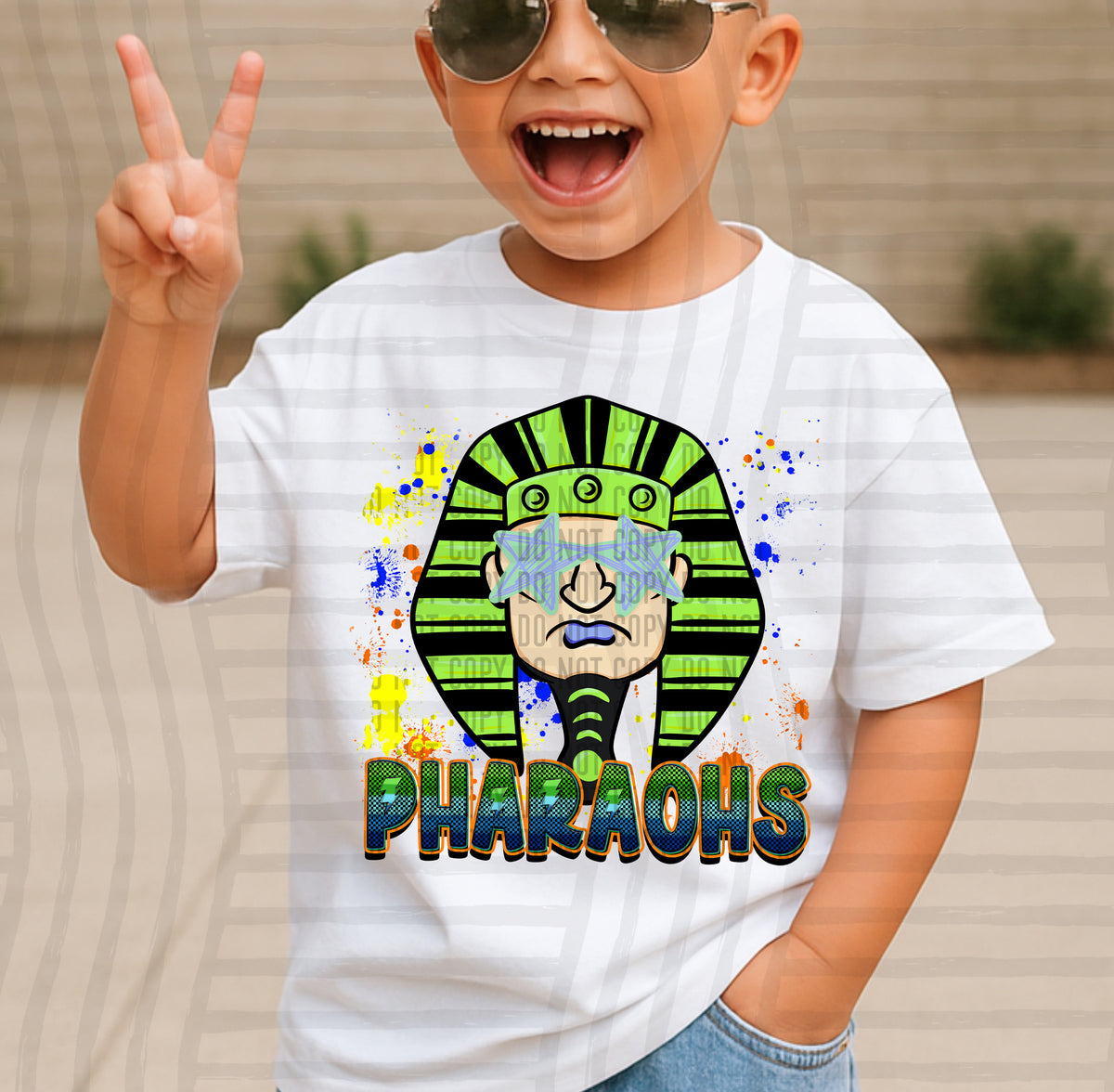 pharaohs paint splatter boy blue green and yellow (Caplinger) DTF Transfer