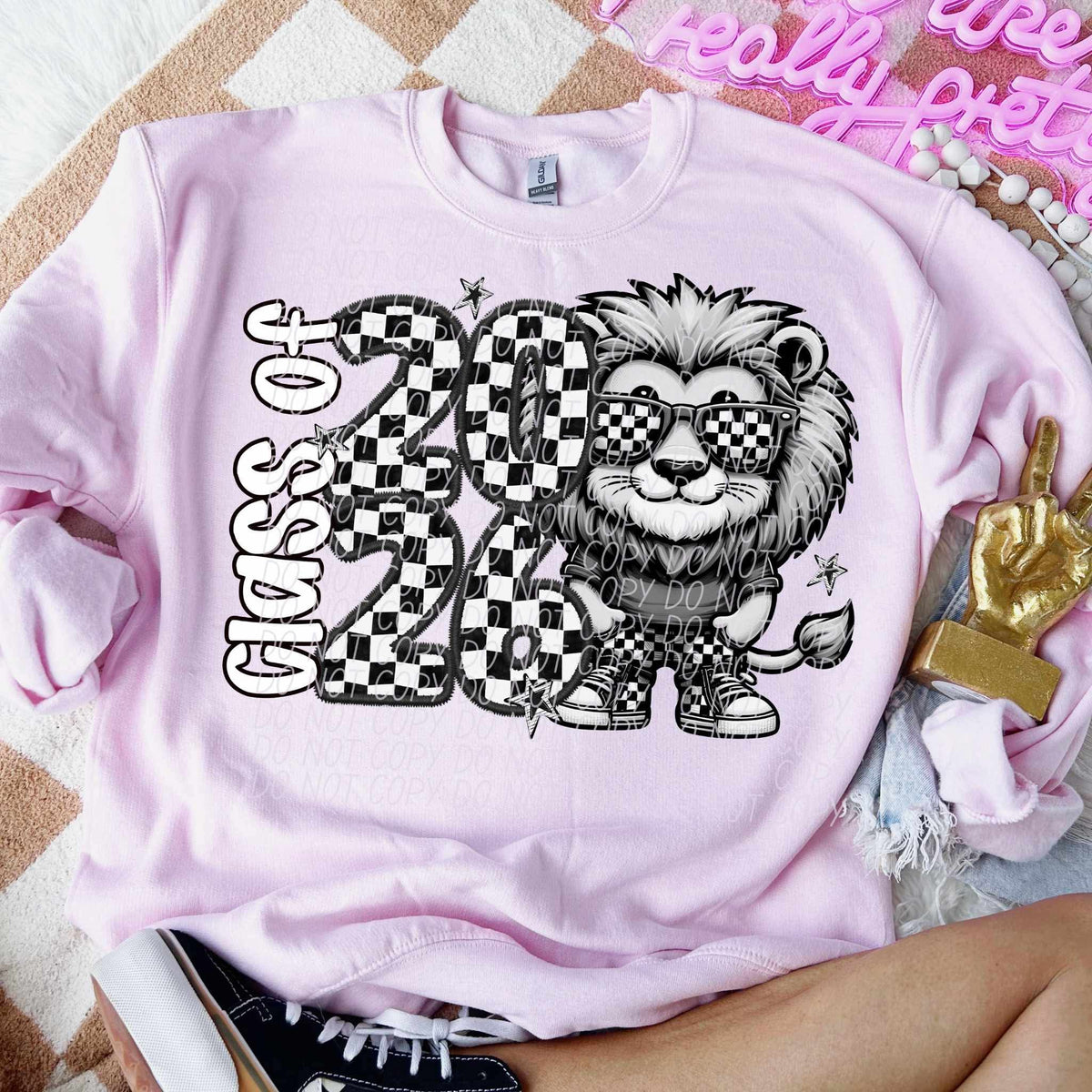 Class of 2026 checkered Lions city DTF transfer