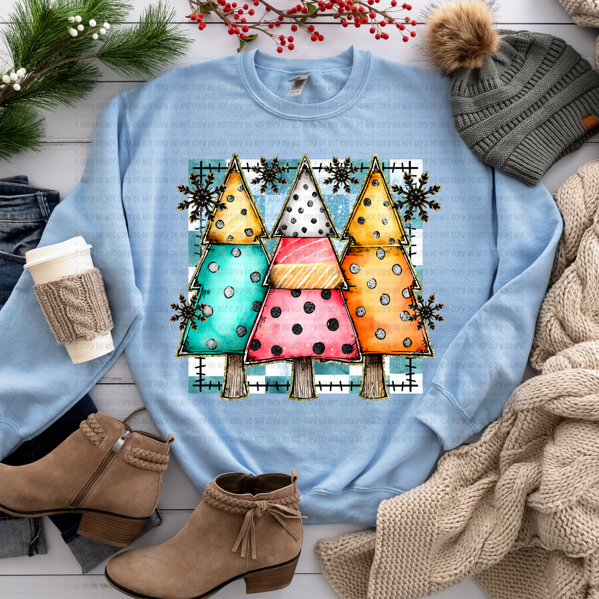 Three colorful polkadot trees (revel) DTF Transfer