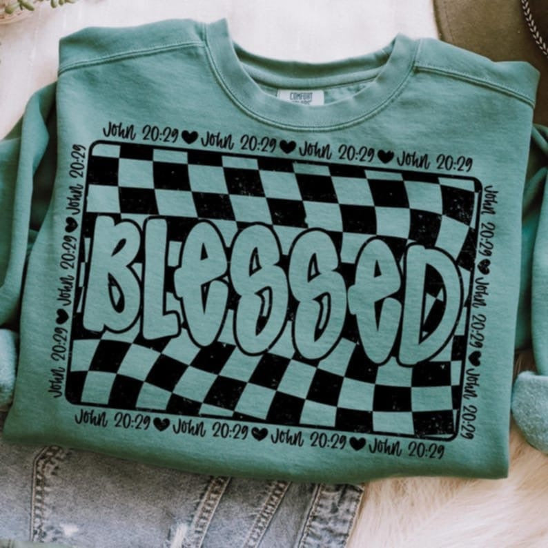 Blessed checkered background BLACK 106487 DTF transfer