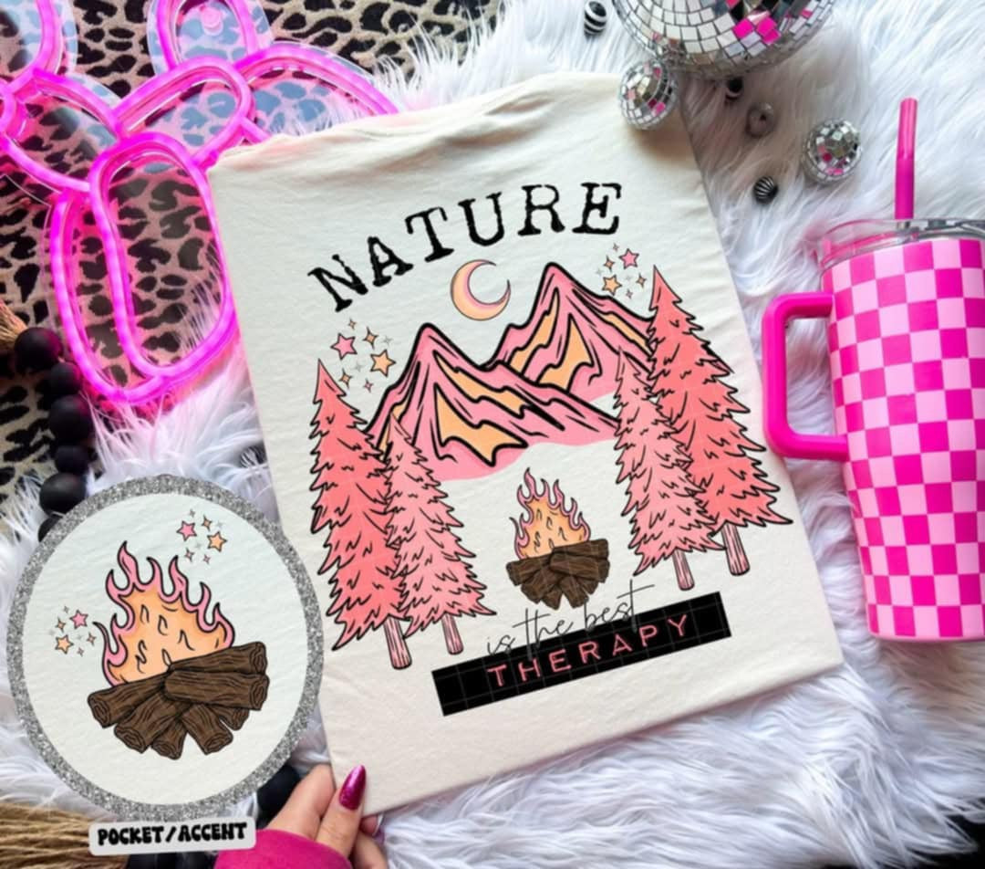 Nature is the best therapy pink BACK (Linda) 106651 DTF transfer