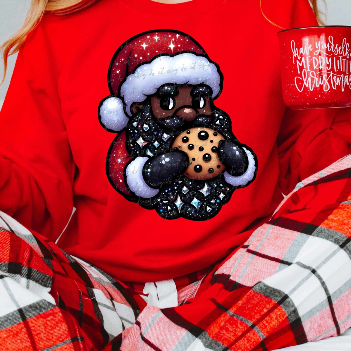 Dark Santa eating cookie (hands on cookie) 53389 DTF transfers