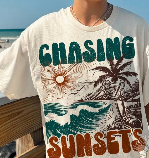 Chasing sunsets beach 96678 DTF transfer