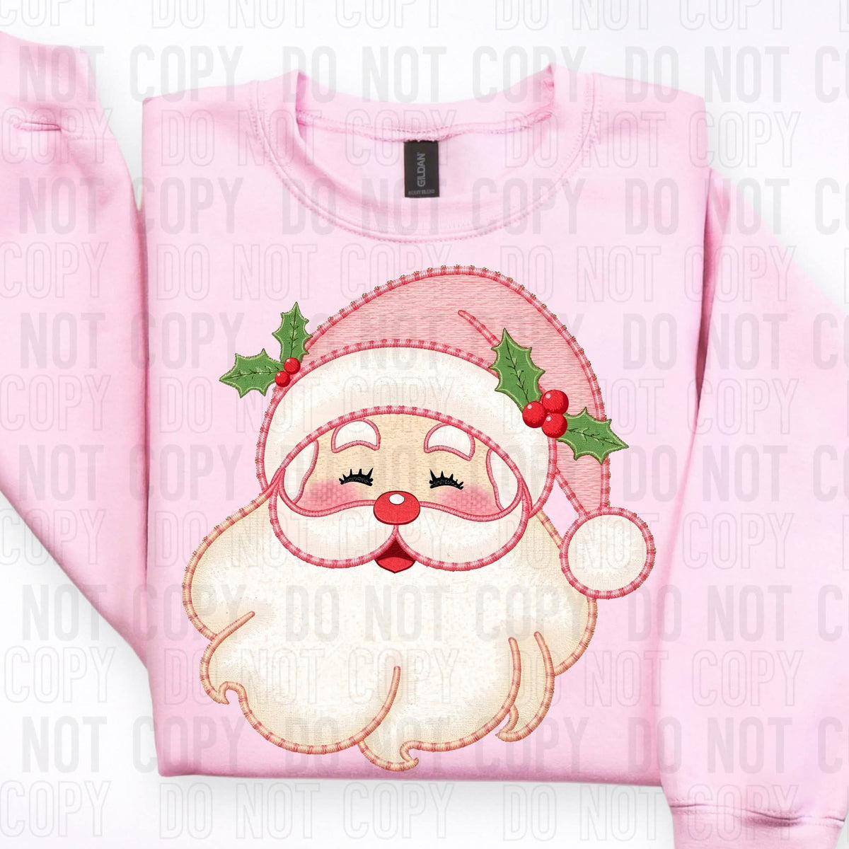 Faux Embroidery Pink Santa (SBB) DTF Transfer