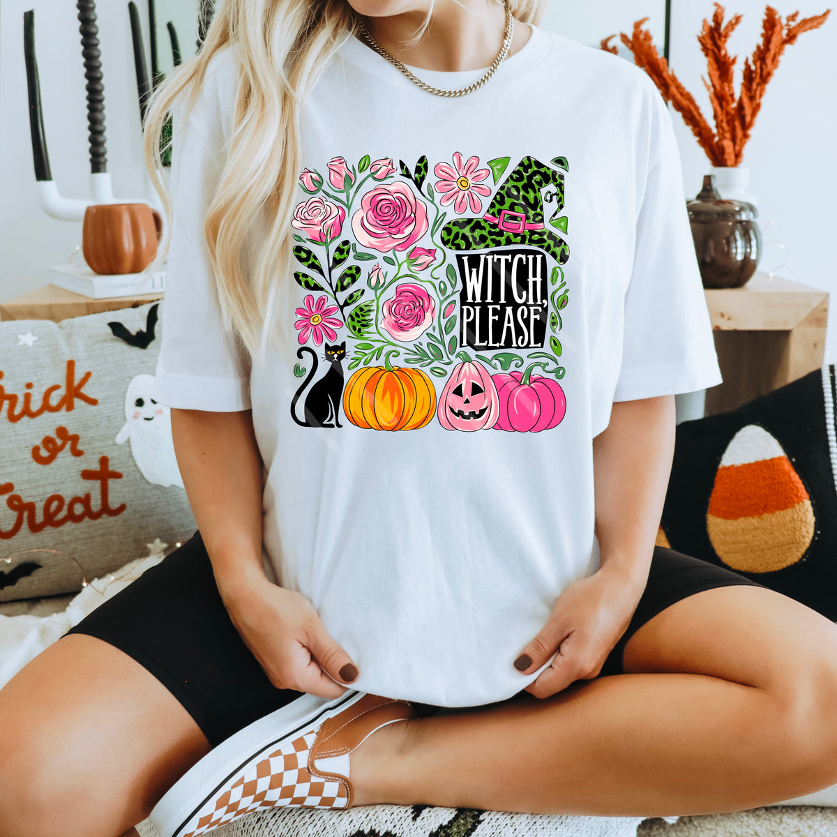 Witch Please Roses and Black Cat 110910 DTF transfer