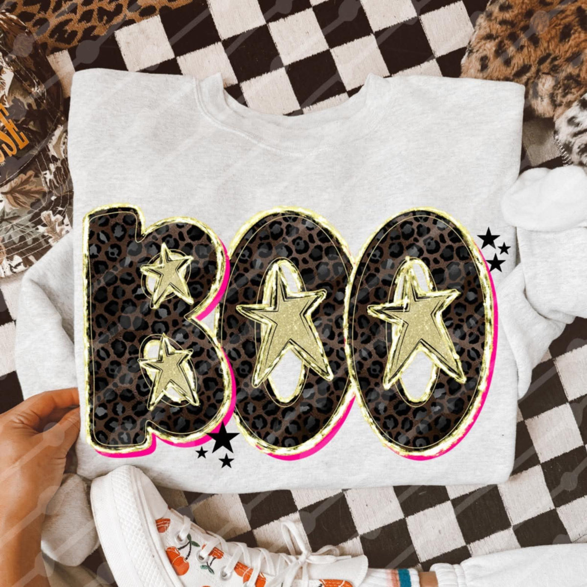 Boo with gold stars JBD DTF transfer