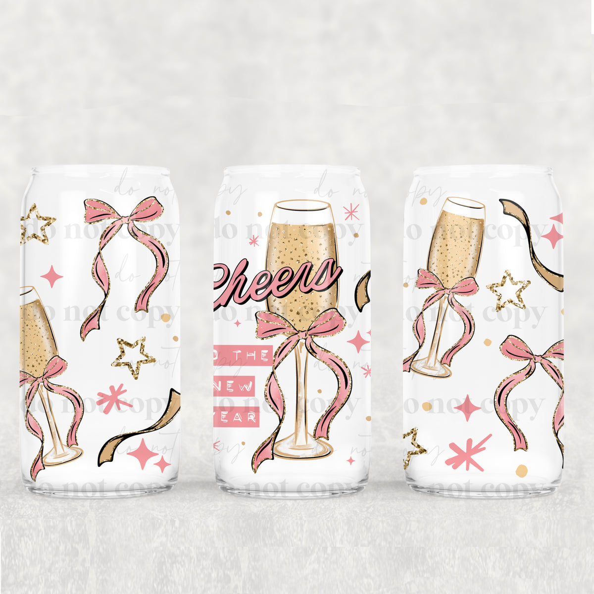 Cheers pink champagne UV DTF WRAP