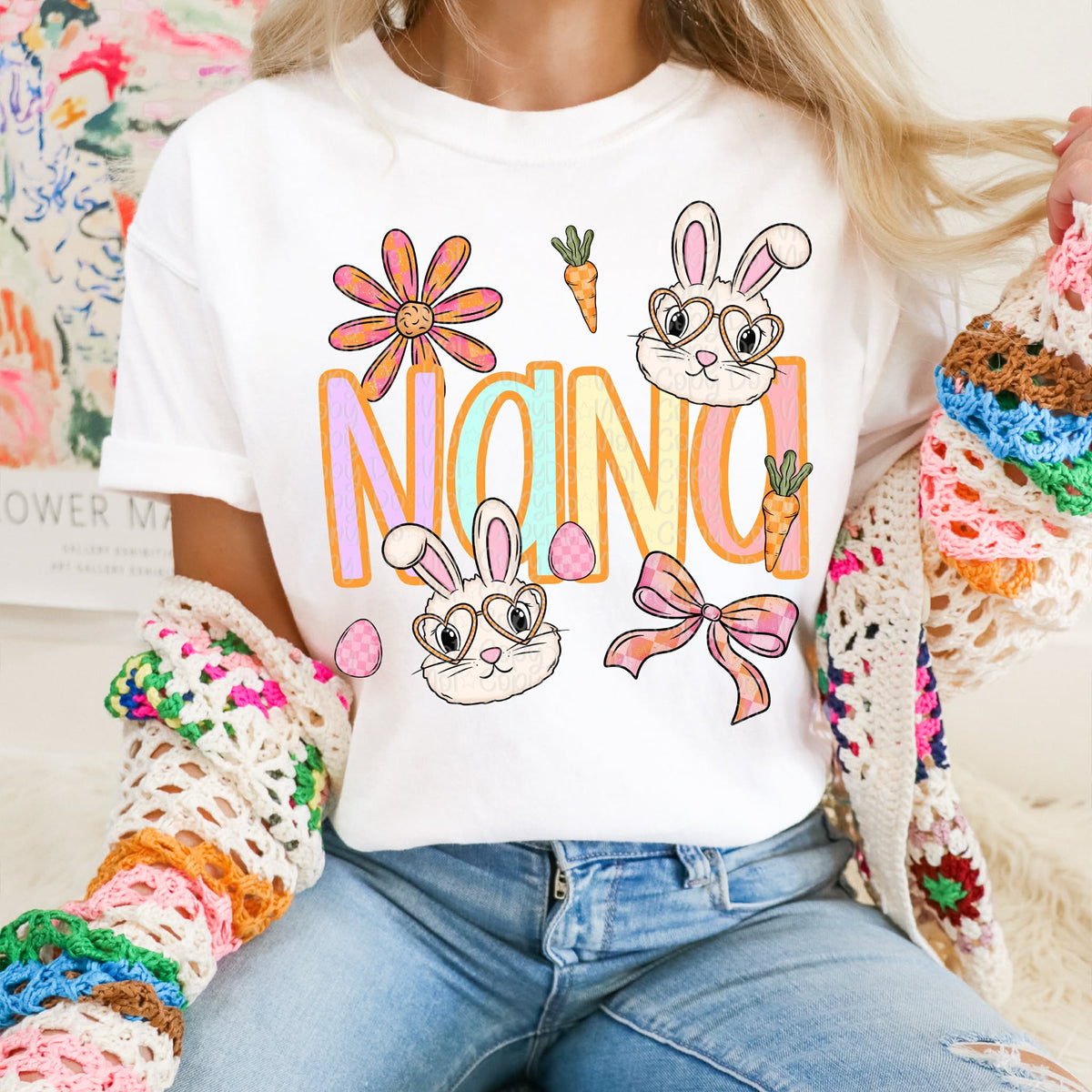 Nana bunnies and flowers (Virgo) DTF Transfer