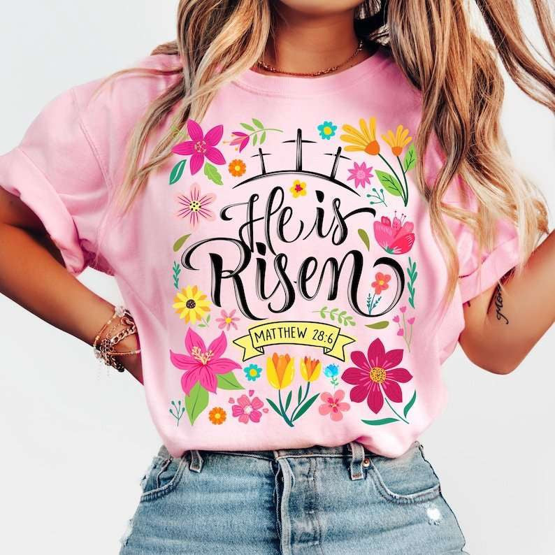 He is risen flowers 77647 DTF transfer