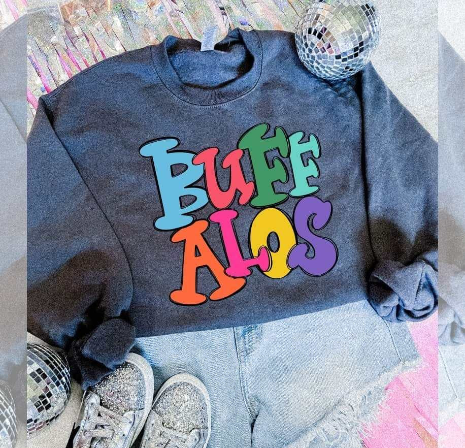 Buffalos colorful bubble font (S&G) 64477 DTF transfer