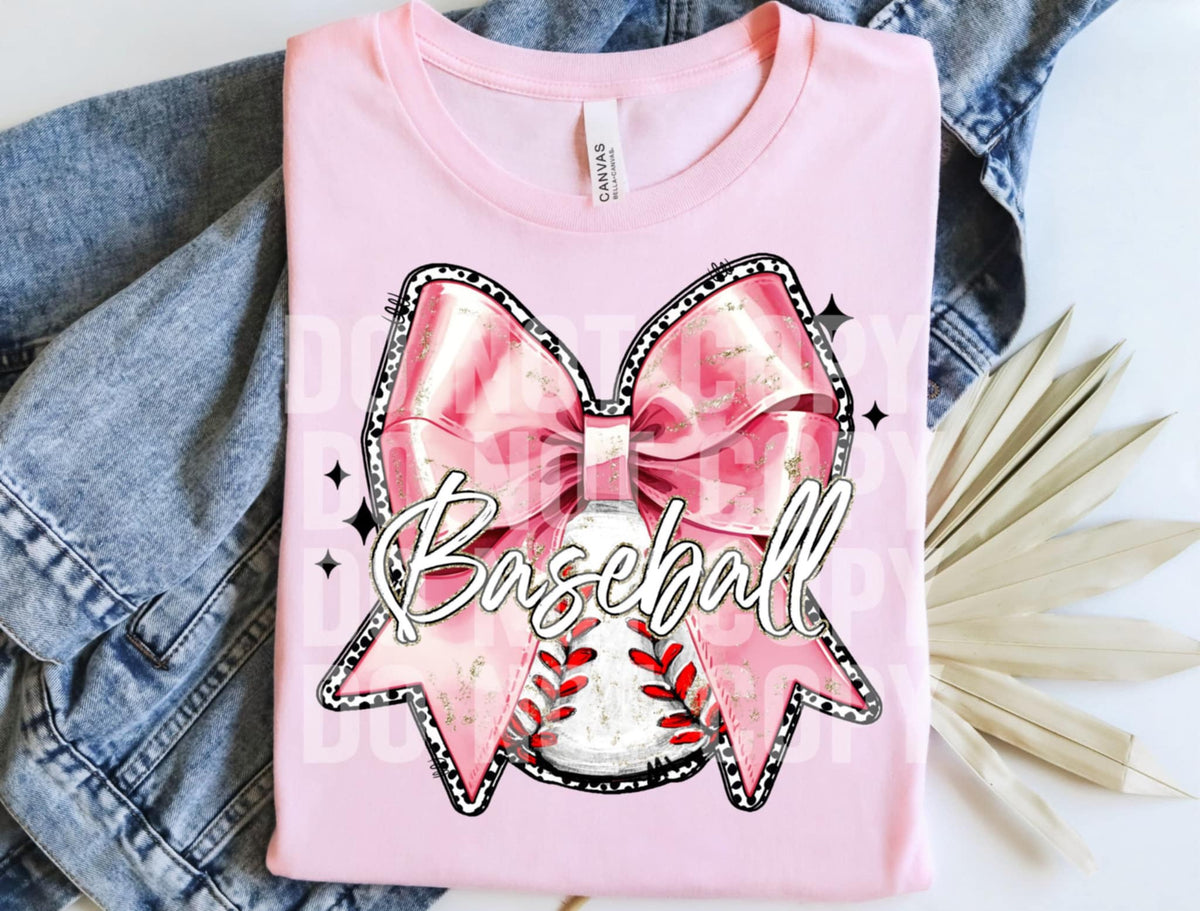 Baseball pink bow (SCG) 90007 DTF transfer