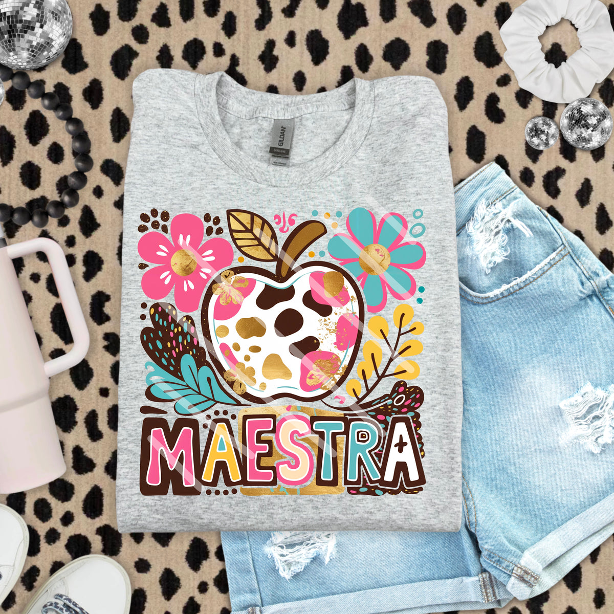 Maestra Abstract Florals with Apple 110830 DTF Transfer