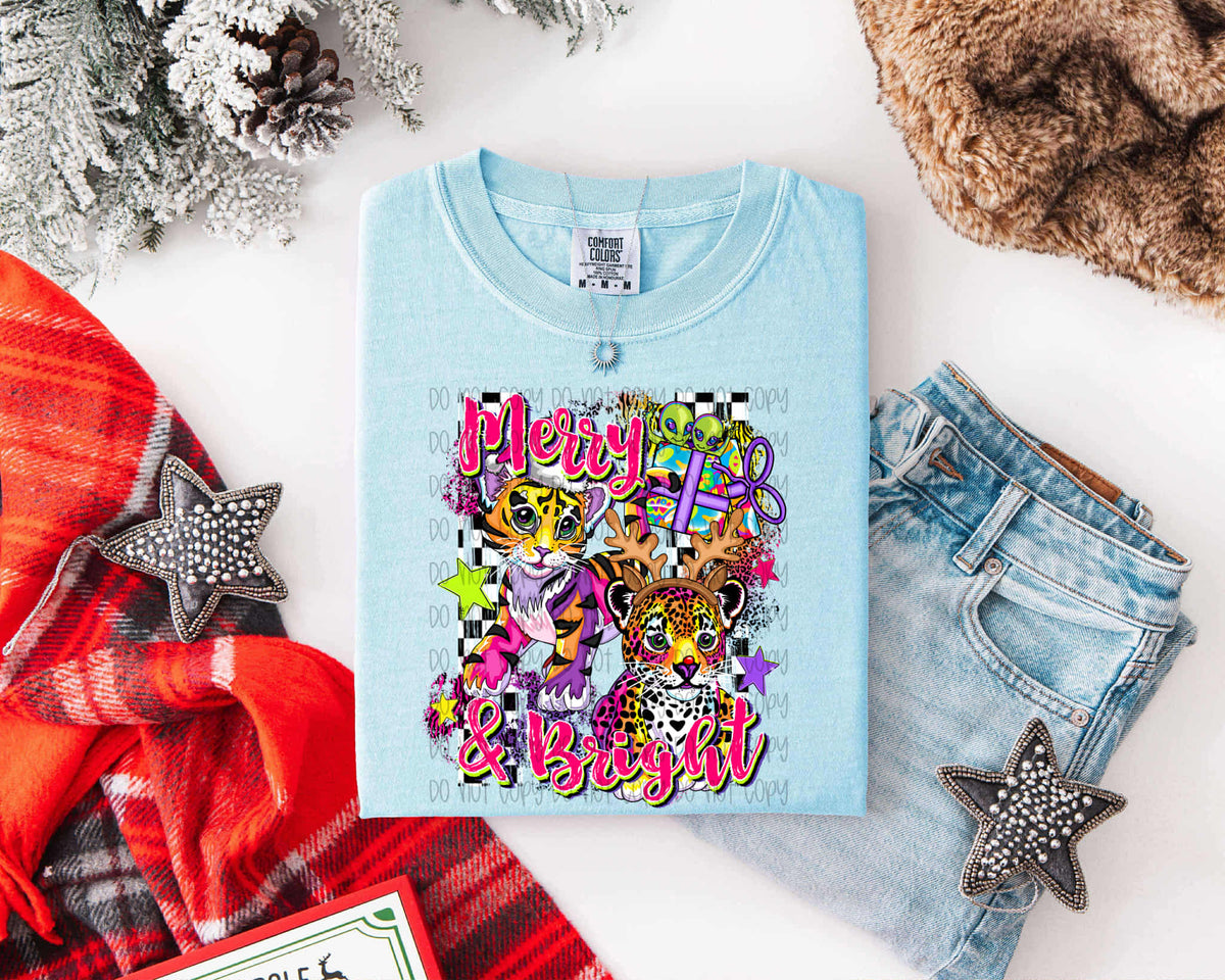 Merry and Bright rainbow leopard and tiger (SSD) DTF transfer