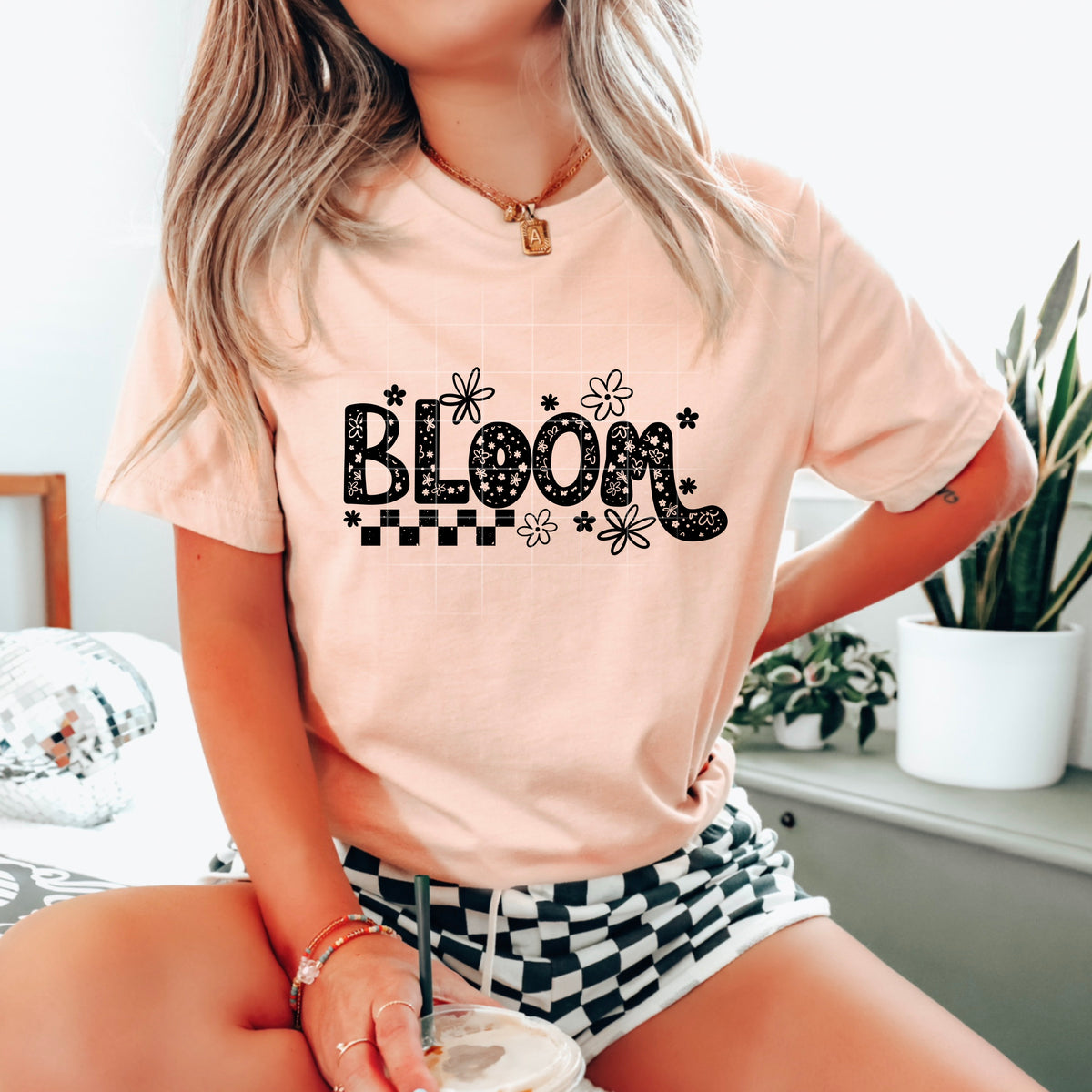 Bloom floral font black (CSC) DTF Transfer