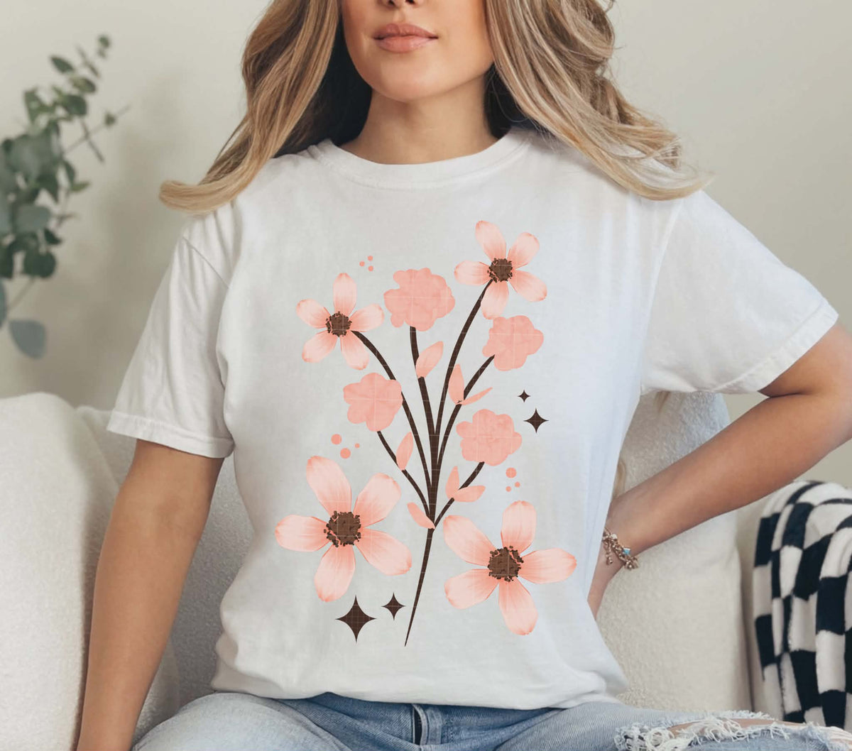 Blush pink florals (linda) DTF transfer