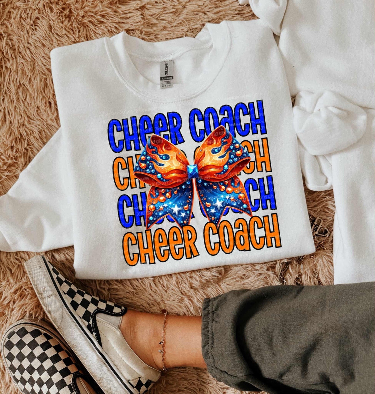 Cheer Coach Bow (orange and blue) DTF transfer
