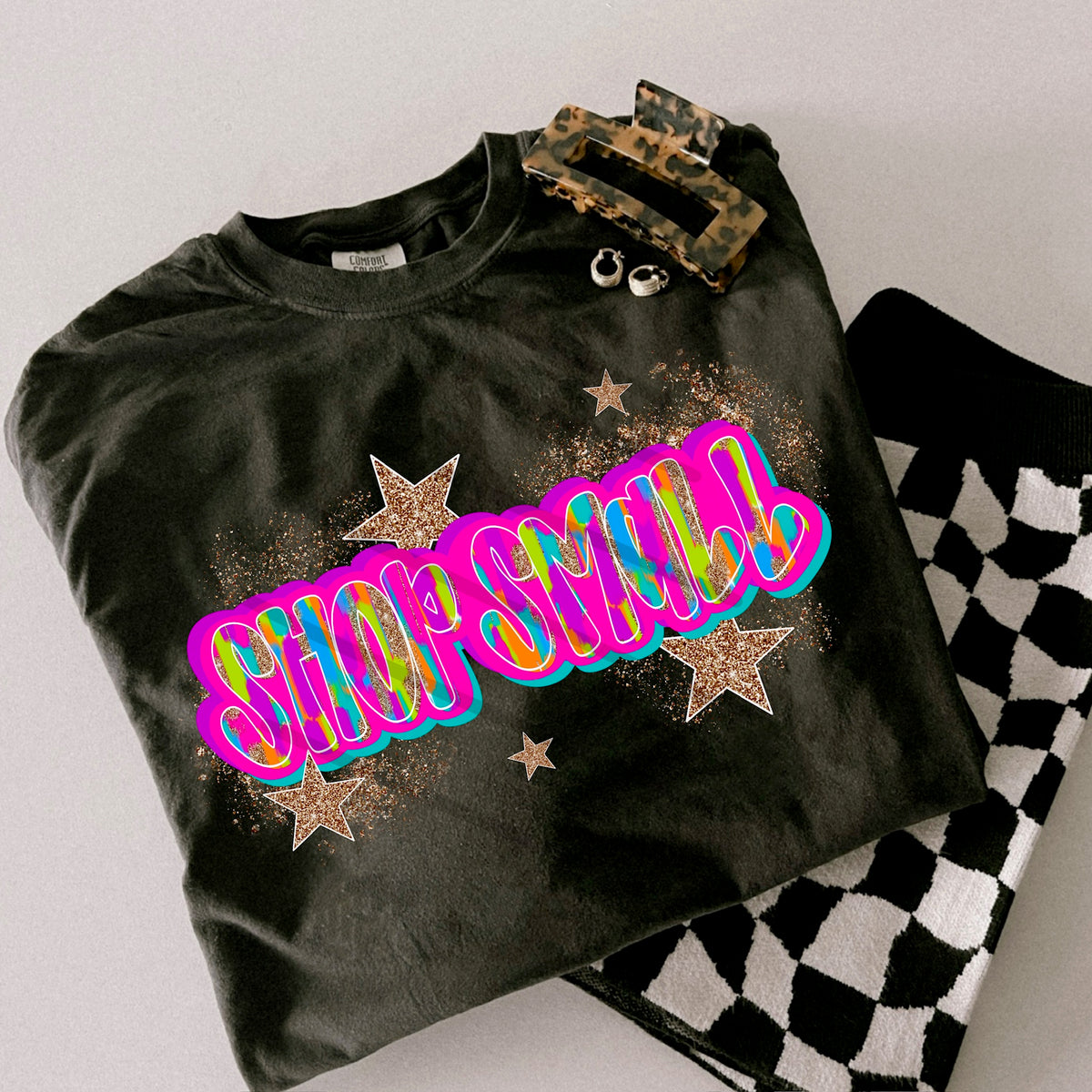 Shop Small Rainbow and glitter gold stars scarlow 110396 DTF transfer