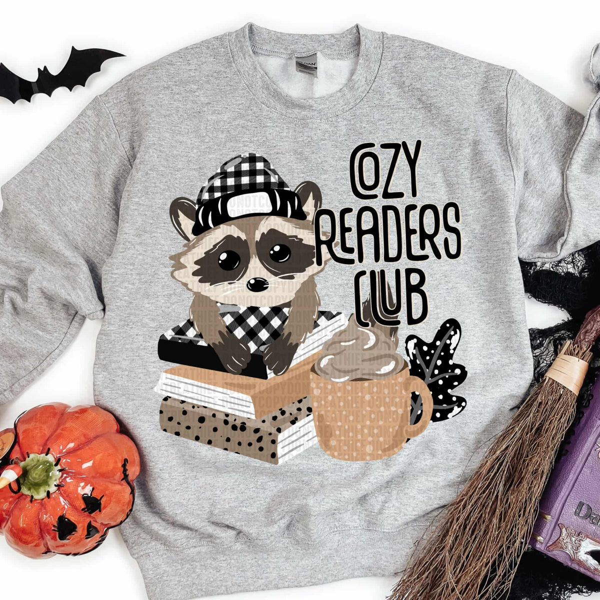 Cozy Readers club Raccoon (sdd) DTF transfer