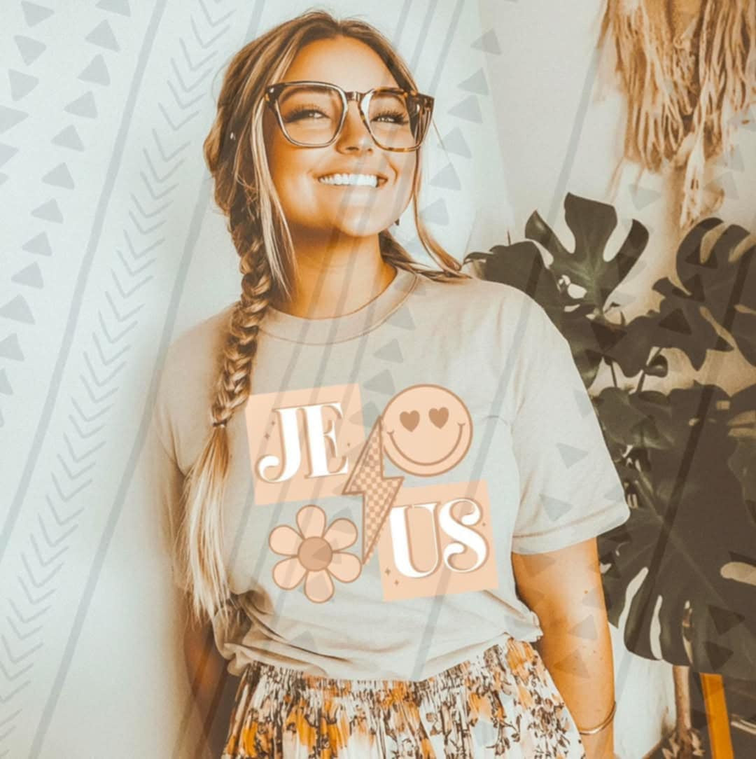 Jesus retro beige (TGG) 96774 DTF transfer