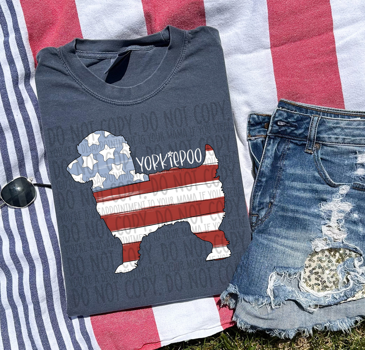 YORKIEPOO patriotic white (SWD) DTF transfer