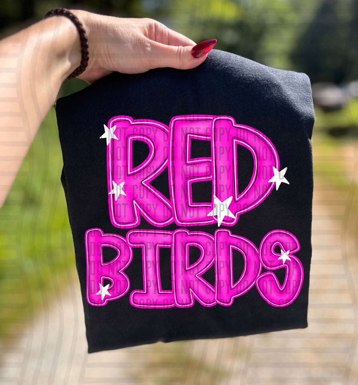 Red Birds Pink And Preppy Split 112940 DTF transfer