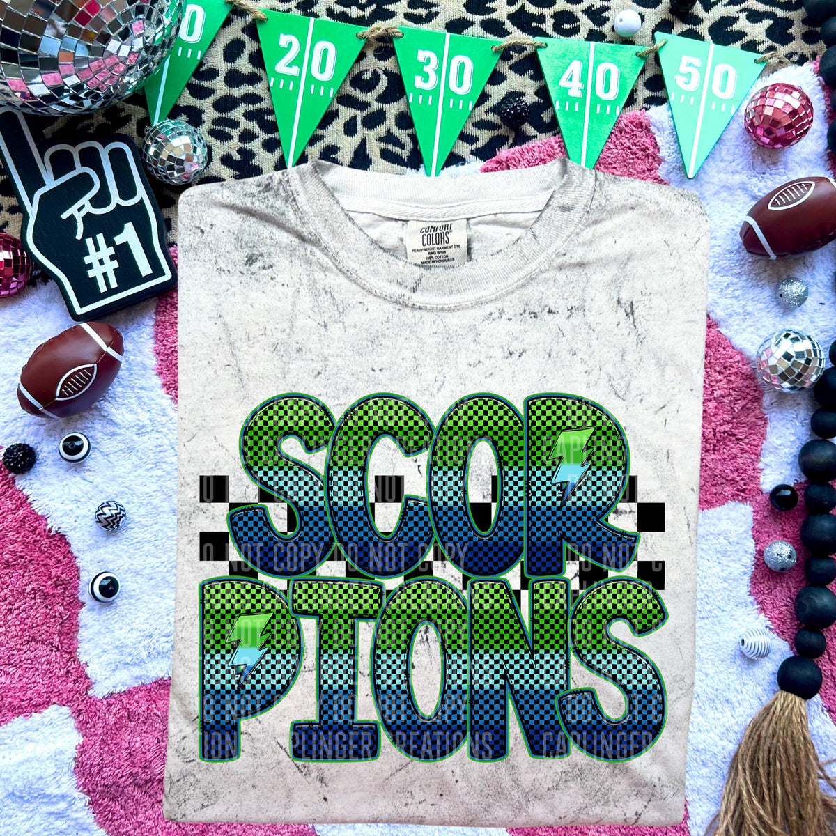Scorpions Blue and Green Checkered (Caplinger) DTF transfer