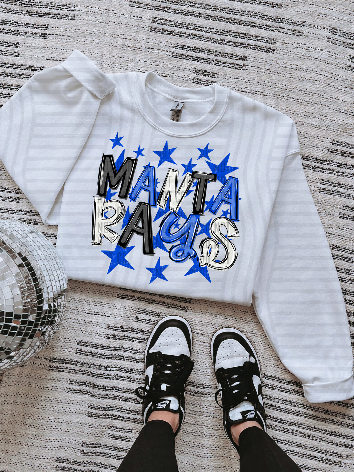 mantarays black and blue with blue stars (caplinger) DTF Transfer
