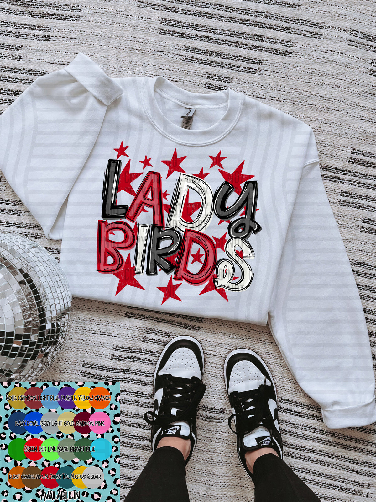 ladybirds black white and red with red stars (Caplinger) DTF Transfer