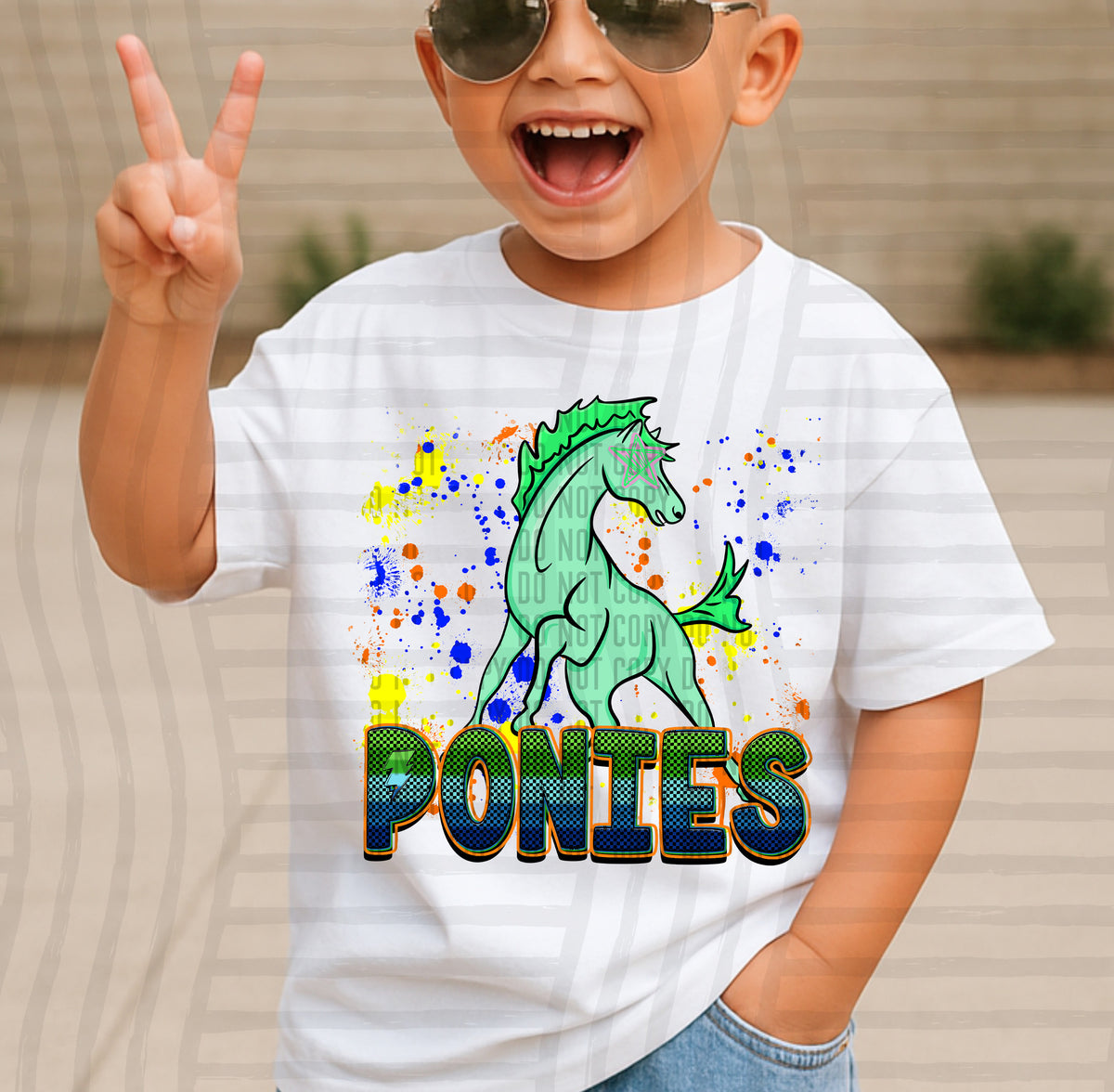 peonies paint splatter boy blue green and yellow (Caplinger) DTF Transfer