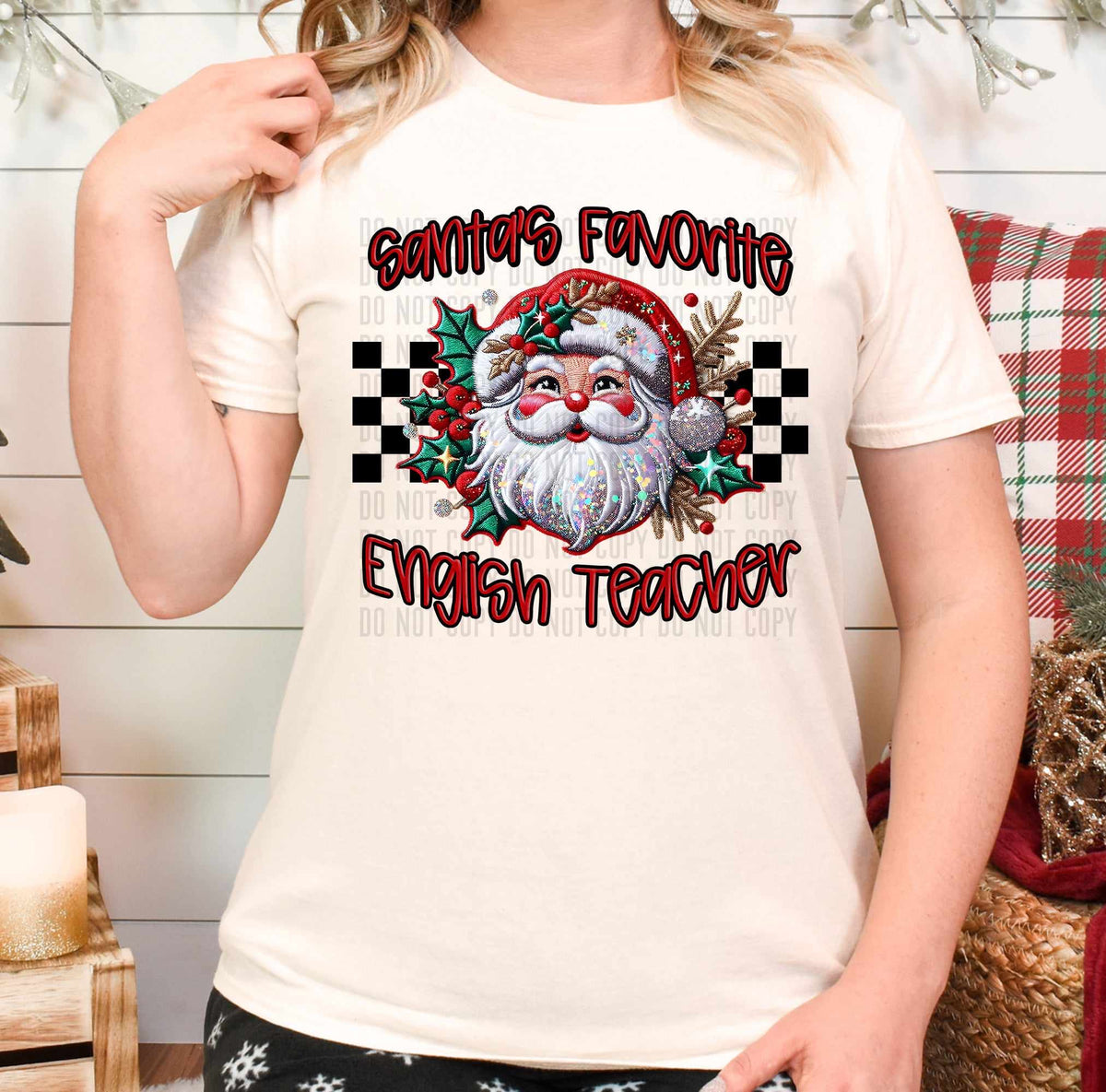 Santa’s favorite English teacher (caplinger) 62816 DTF transfer