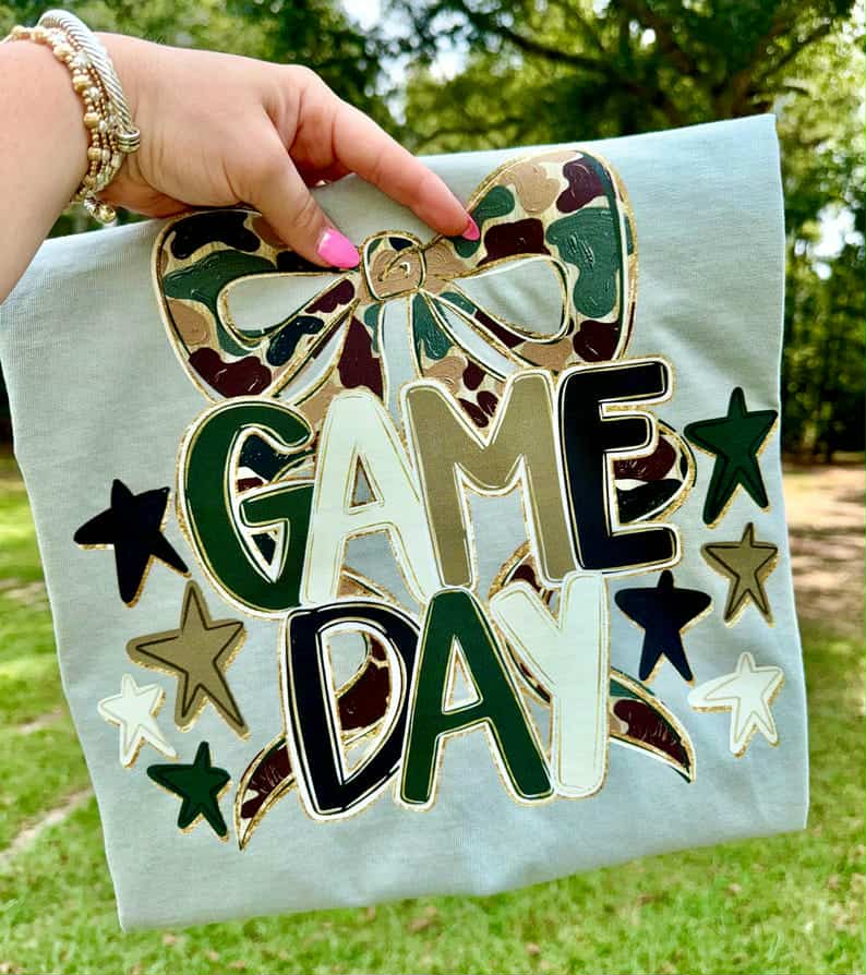 Game Day Camo Bow DTF Transfer